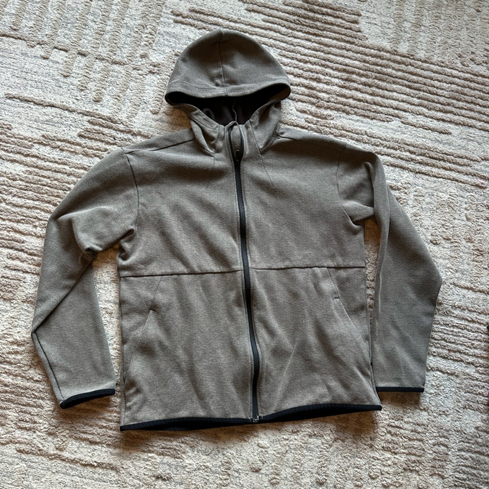 REI outdoor taupe colored zip up jacket